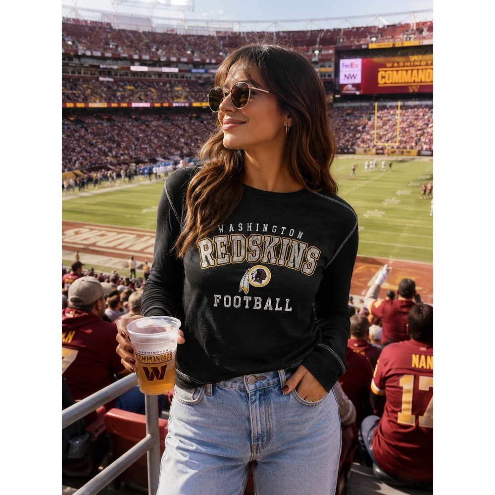 Washington Redskins NFL Team Apparel‎ Long Sleeve Graphic Tee Black Womens Large